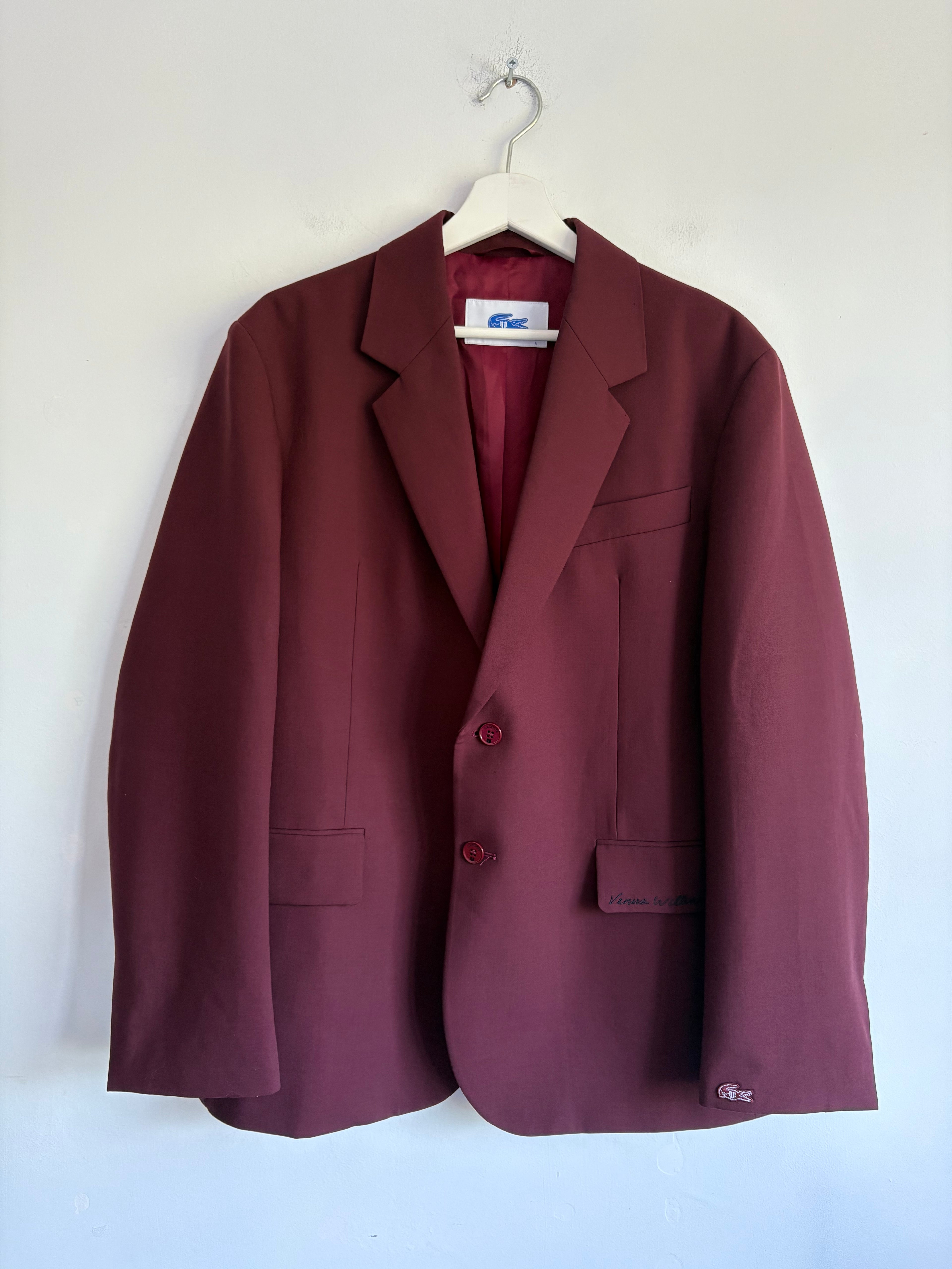 Lacoste x Venus Williams Tennis Burgundy oversized blazer wool blend size large