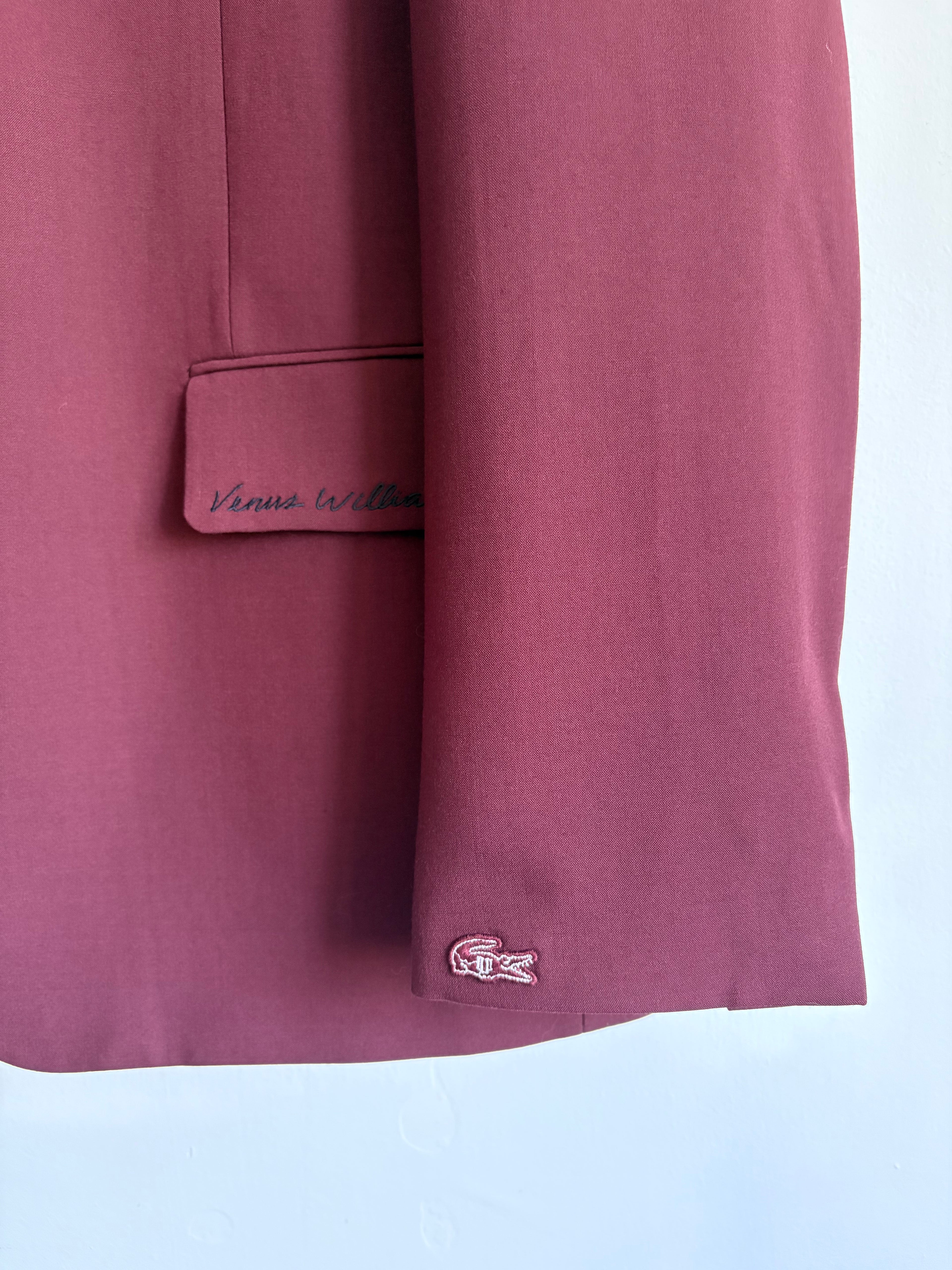 Lacoste x Venus Williams Tennis Burgundy oversized blazer wool blend size large