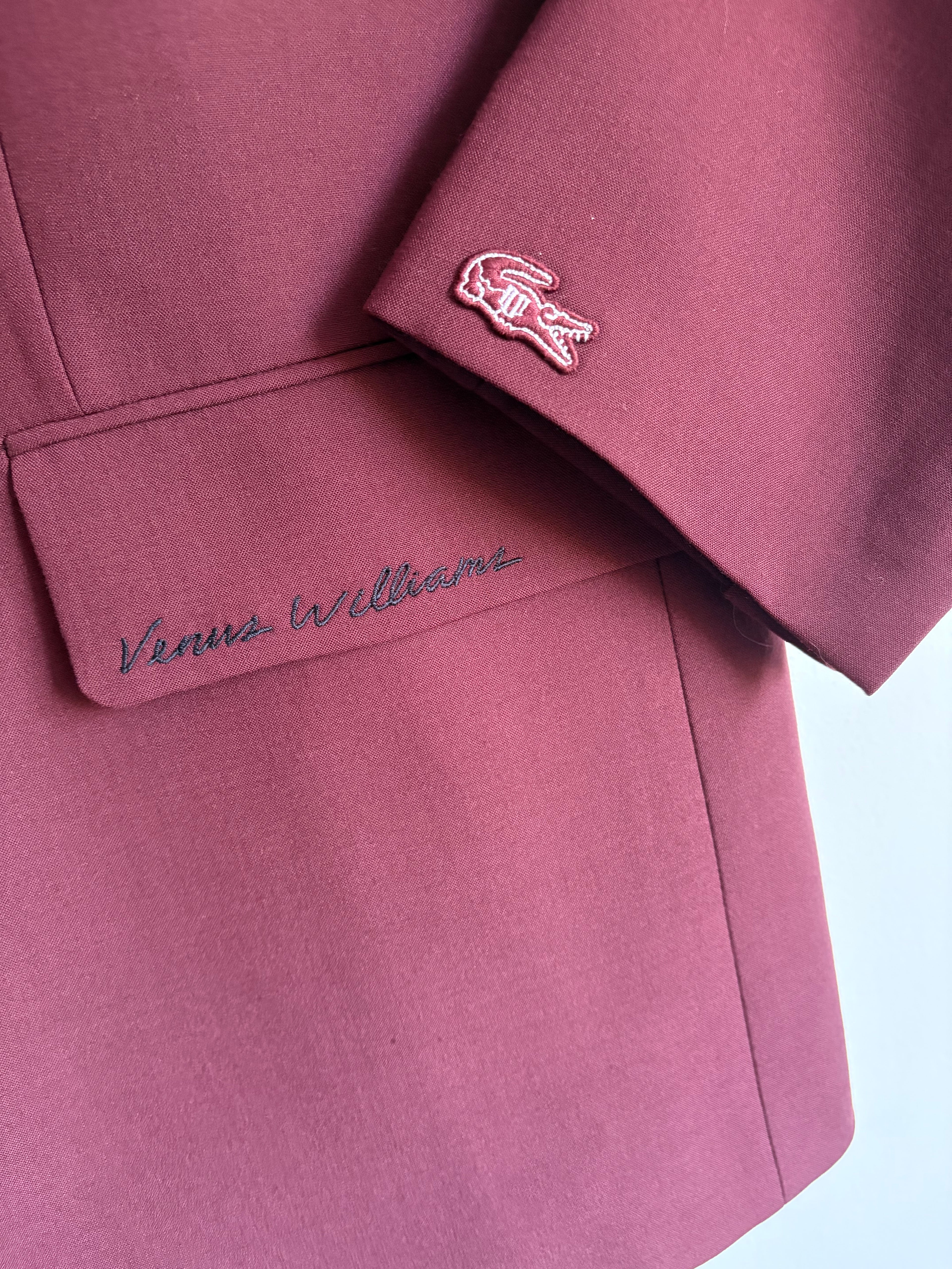 Lacoste x Venus Williams Tennis Burgundy oversized blazer wool blend size large