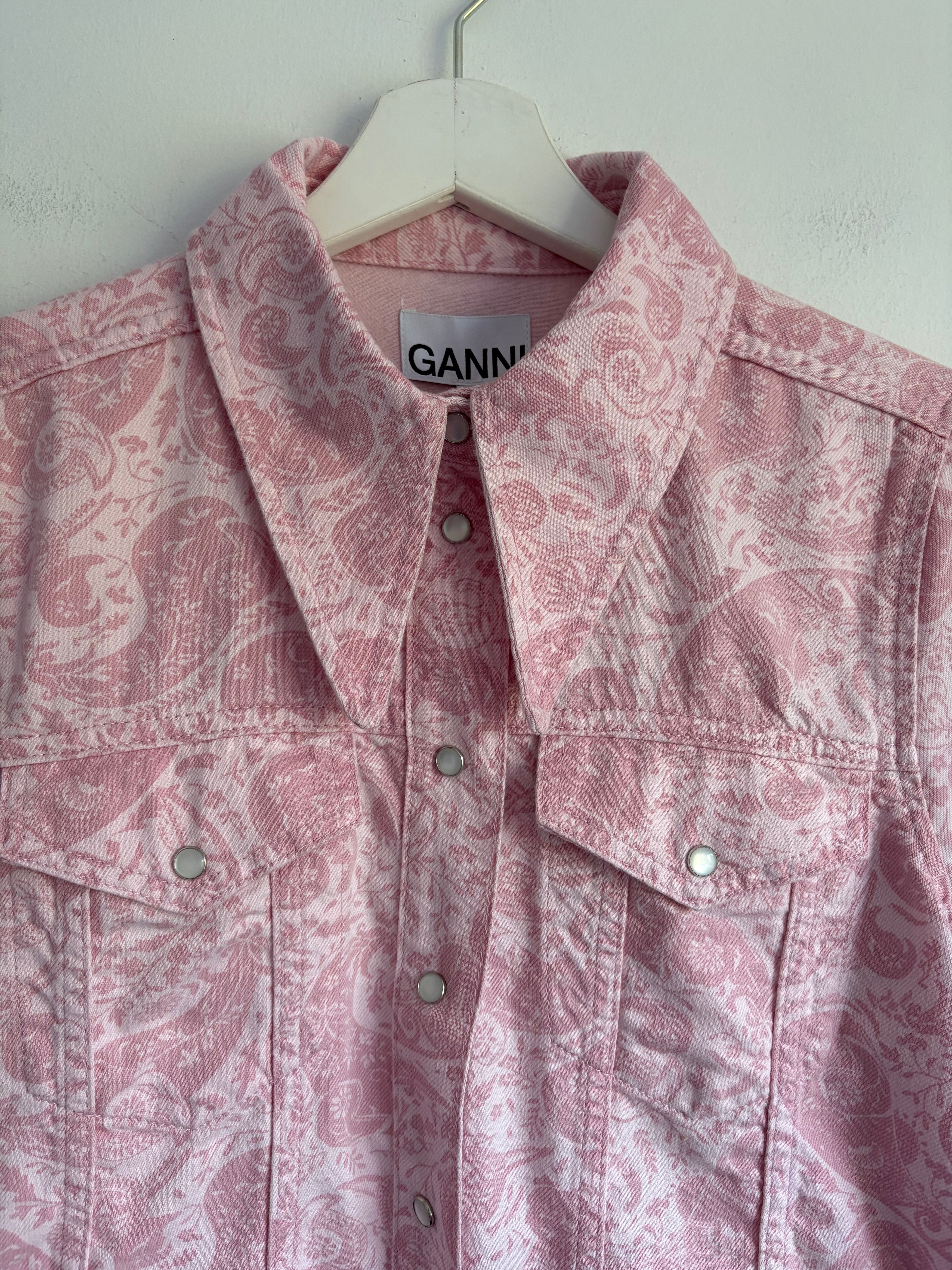 GANNI Paisley Shrinking violet statement collar shirt new with tags size EU 36/ UK 8