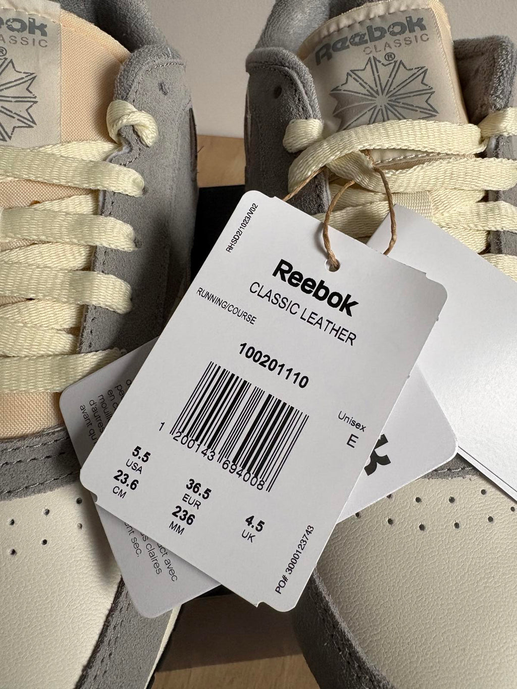 Reebok Classic Leather suede grey and white size UK 4.5