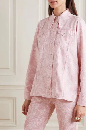 GANNI Paisley Shrinking violet statement collar shirt new with tags size EU 36/ UK 8